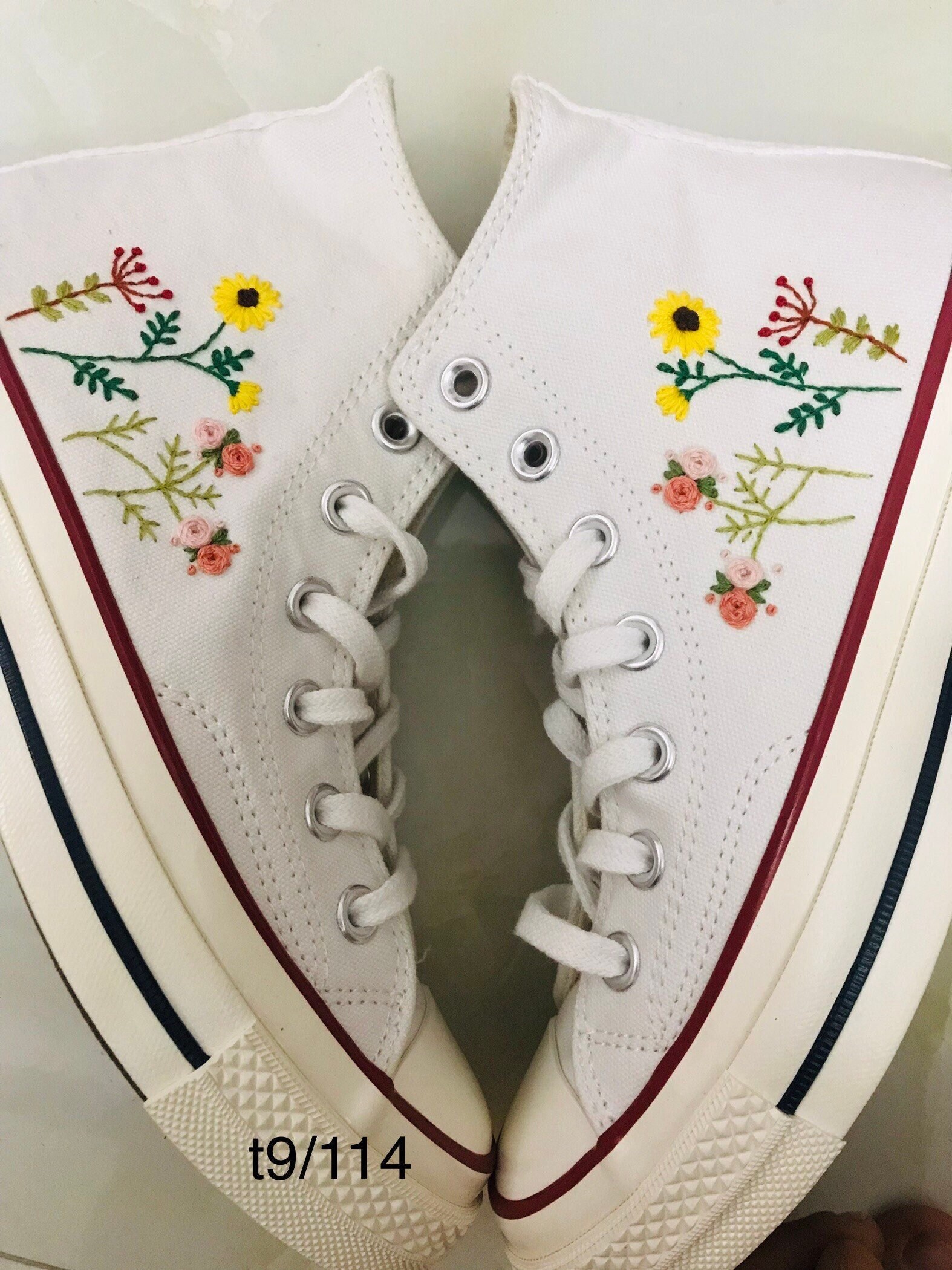 Embroidered Converse Custom Sunflower Converse Chuck Taylor Etsy