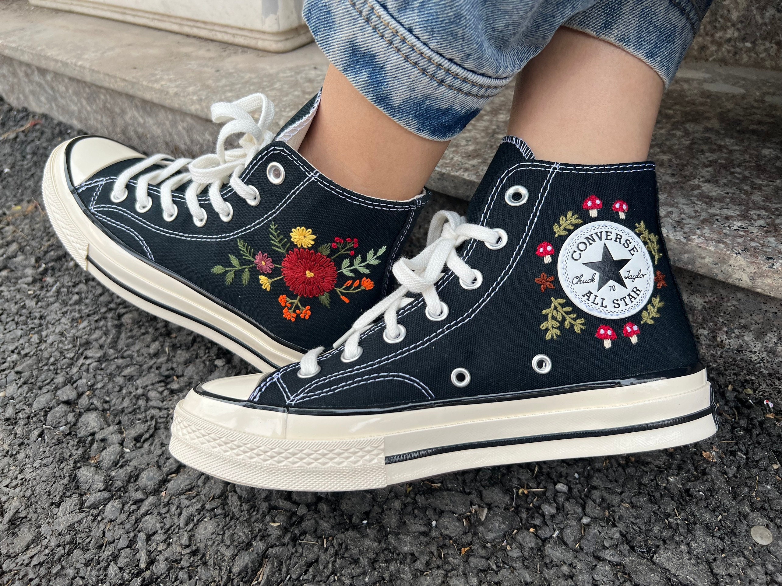 Denim floral converse online