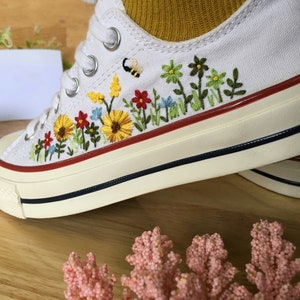 Embroidered Converse/flower Converse/converse LOW Tops/converse ...