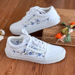 Custom Vans Shoes/custom Sneakers/embroidered Vans Blue - Etsy