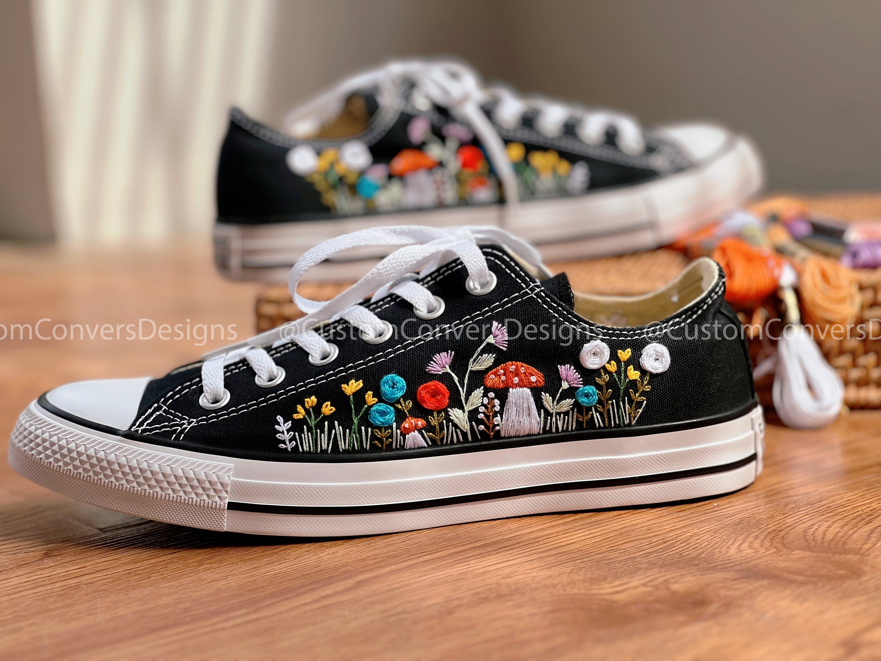 Mushroom Converse/embroidered Converse/custom Low 