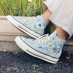 Embroidered Converse/bridal Converse/converse Custom Flower Embroidery ...