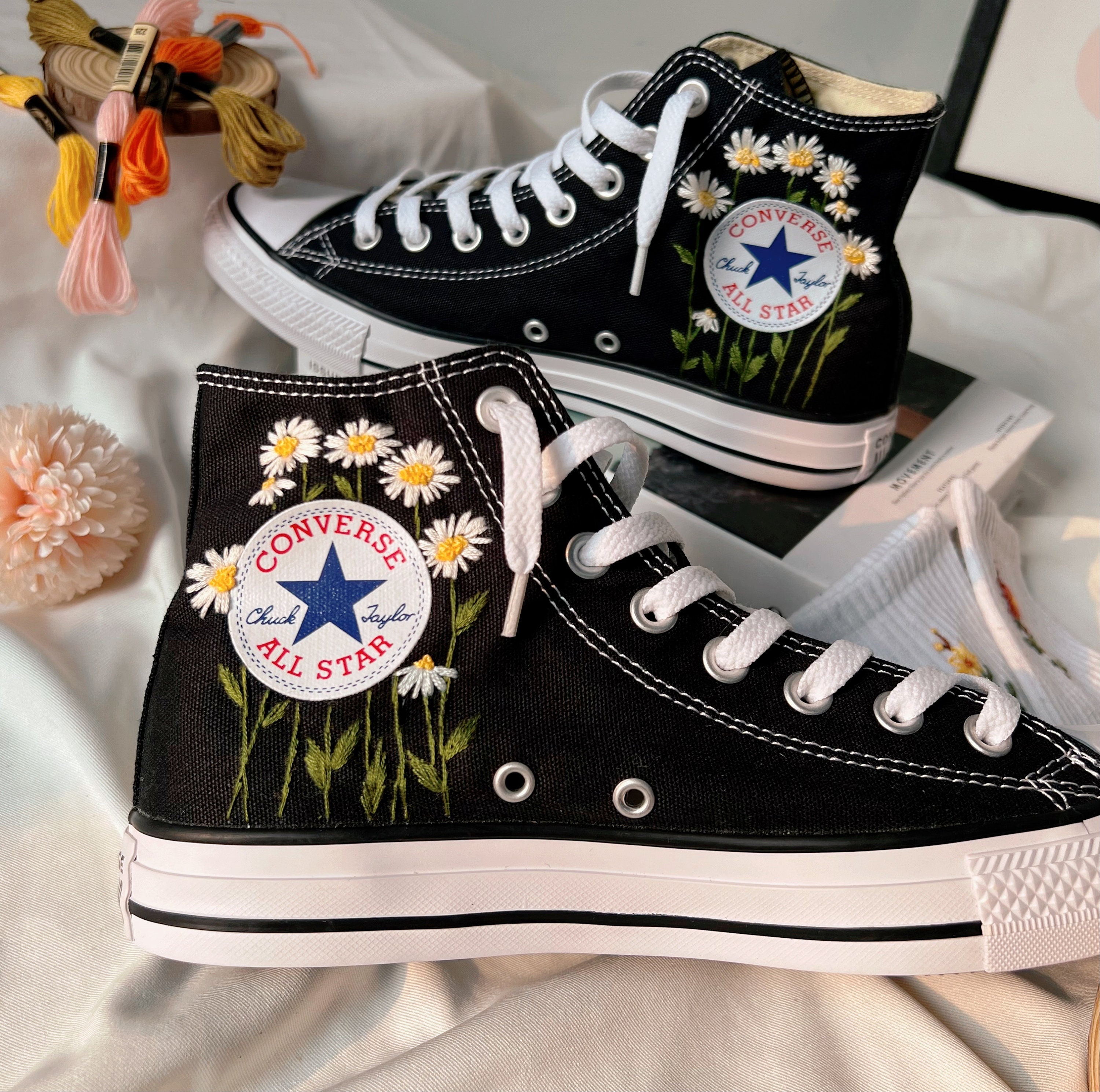 Embroidered Converse/converse Flower/embroidered Sneakers Embroidered Converse/converse Flower/embroidered Sneakers