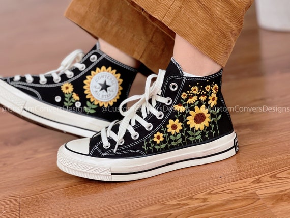 Floral Converse/ Embroidered Converse/ Converse High Tops the - Etsy