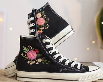 Embroidered Converse High Tops Chuck Taylor 1970s, Embroidered