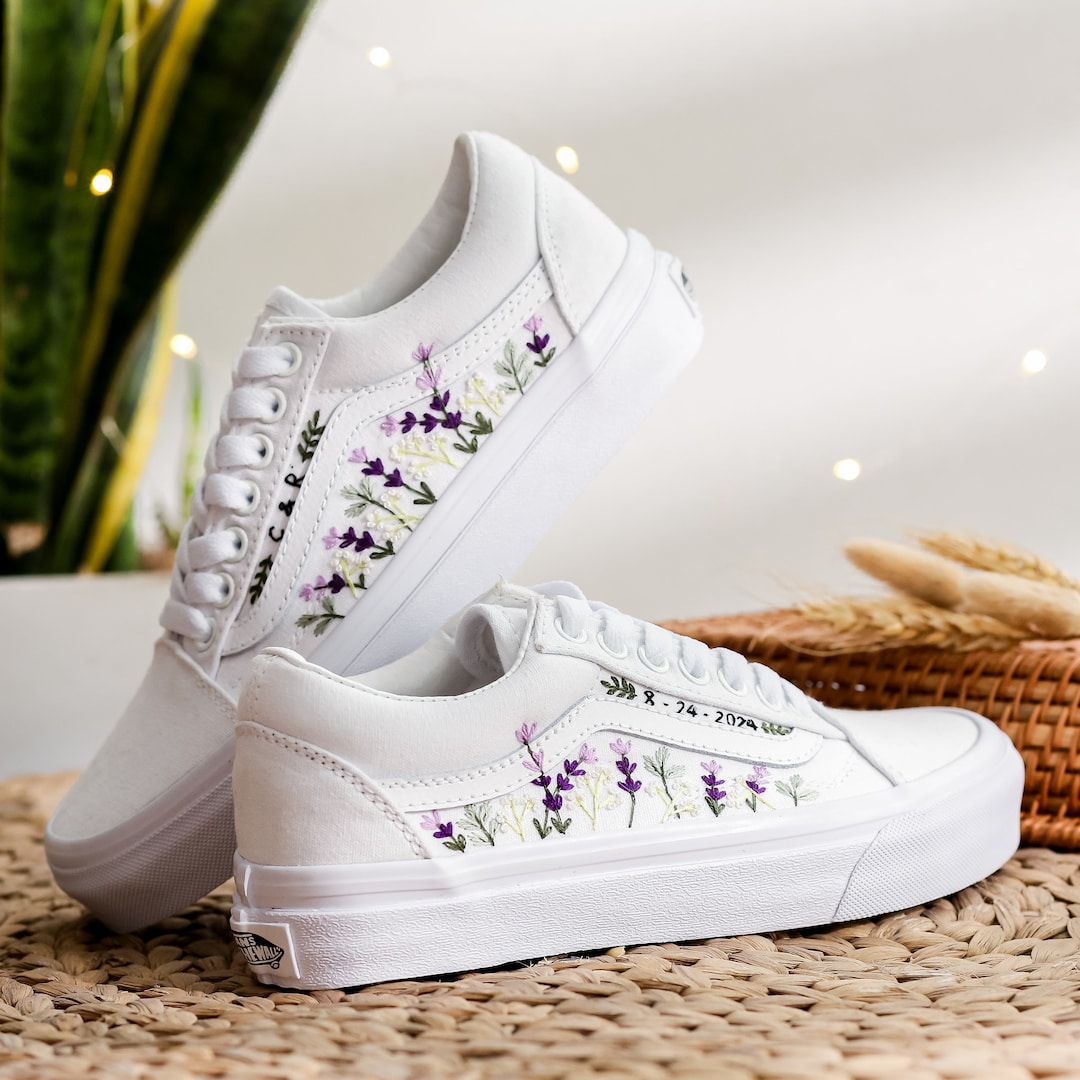 Floral Tenis Vans Old Skool Bordado Vans Con Flores Vans Bordados