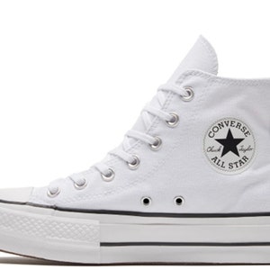 Chaussures compensées Converse brodées spéciales / Converse design personnalisé Fleurs brodées personnalisées / Chaussures de mariage Converse