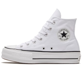 Special embroidered Converse platform shoes / Custom design Converse Custom embroidered flowers / Converse wedding shoes