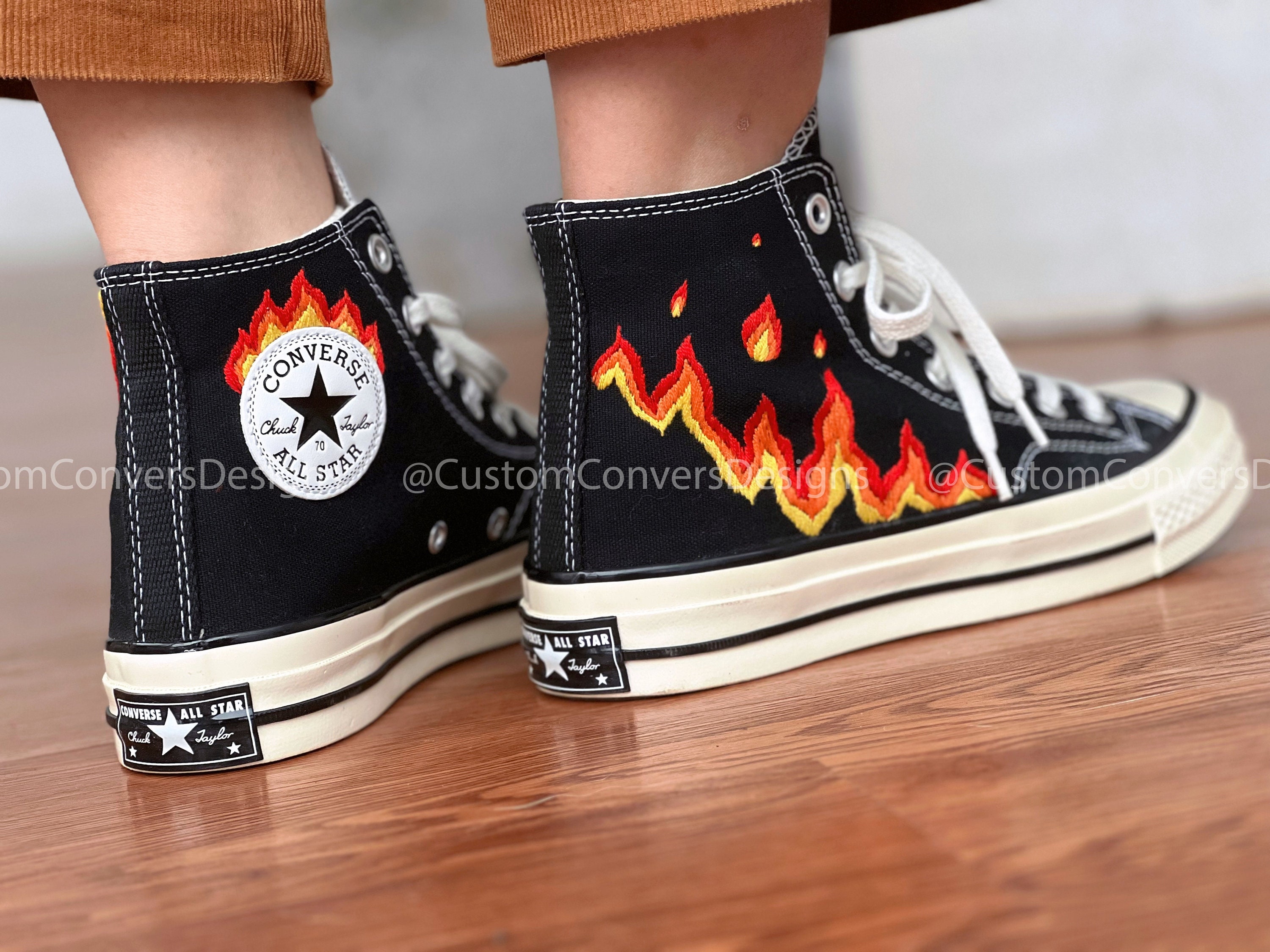 Custom Converse Chuck Taylor 1970s/embroidered Fire