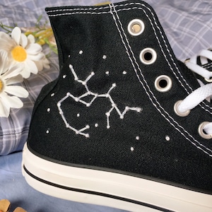 Embroidered converse/ Converse Custom Constellation Embroidery / Sagittarius Converse Shoes/ Custom Converse Embroidery Logo image 5