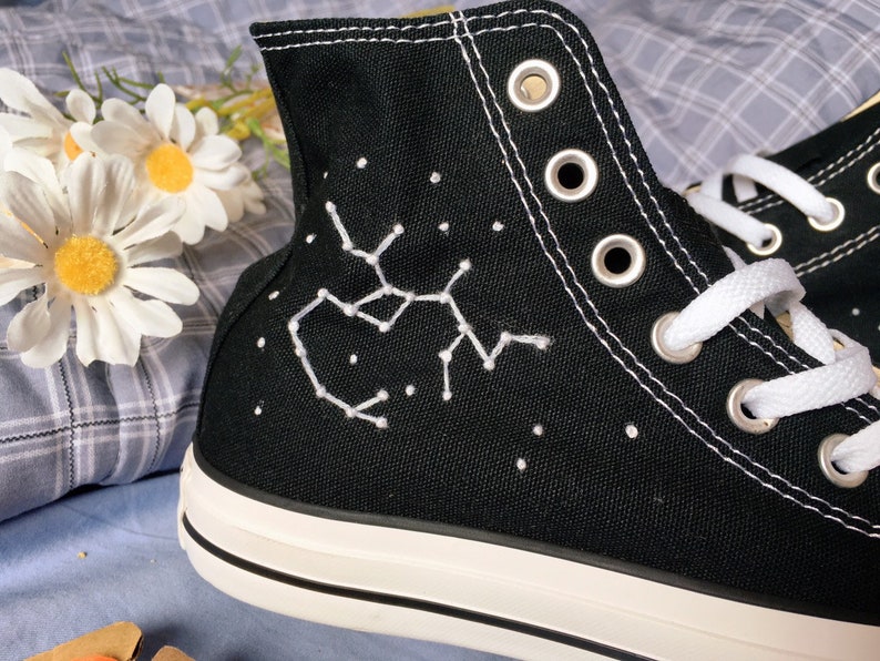 Embroidered converse/ Converse Custom Constellation Embroidery / Sagittarius Converse Shoes/ Custom Converse Embroidery Logo image 5