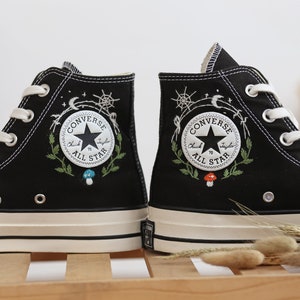 Custom Shoes Embroidered Ghosts and Mushrooms Sneakers, Custom Converse Chuck Taylor Embroidered  Mushrooms, Mushrooms Embroidered Sneakers