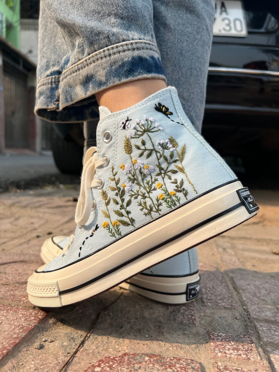 graven Vorige maximaliseren Embroidered Converse/converse High Tops Garden of - Etsy