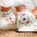 Bridal Converse Custom, Wedding Flowers Embroidered Converse Chuck Taylor 1970s, Embroidery Logo, Flower Embroidered Shoes, Wedding Gifts product logo