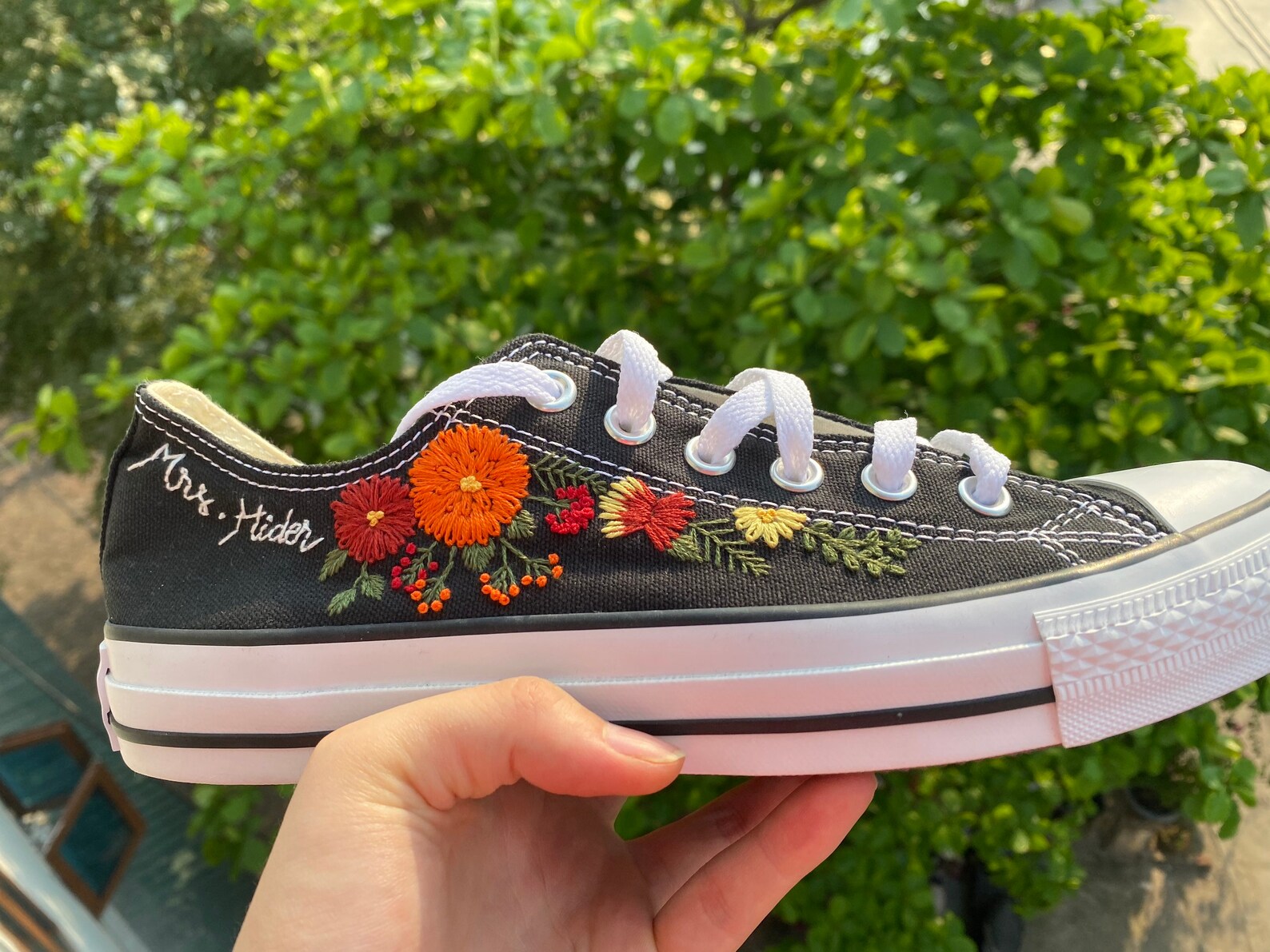 Custom Low Converse Flower Embroidery/ Wedding Shoes Custom Etsy