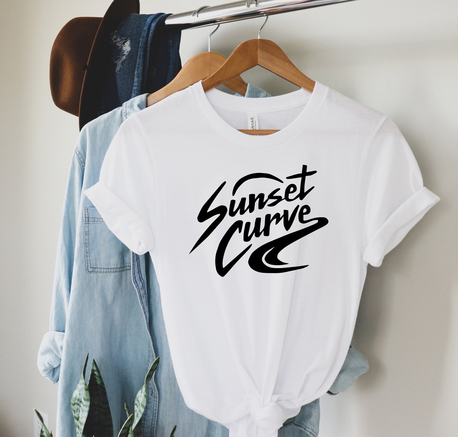 white sunset curve shirt