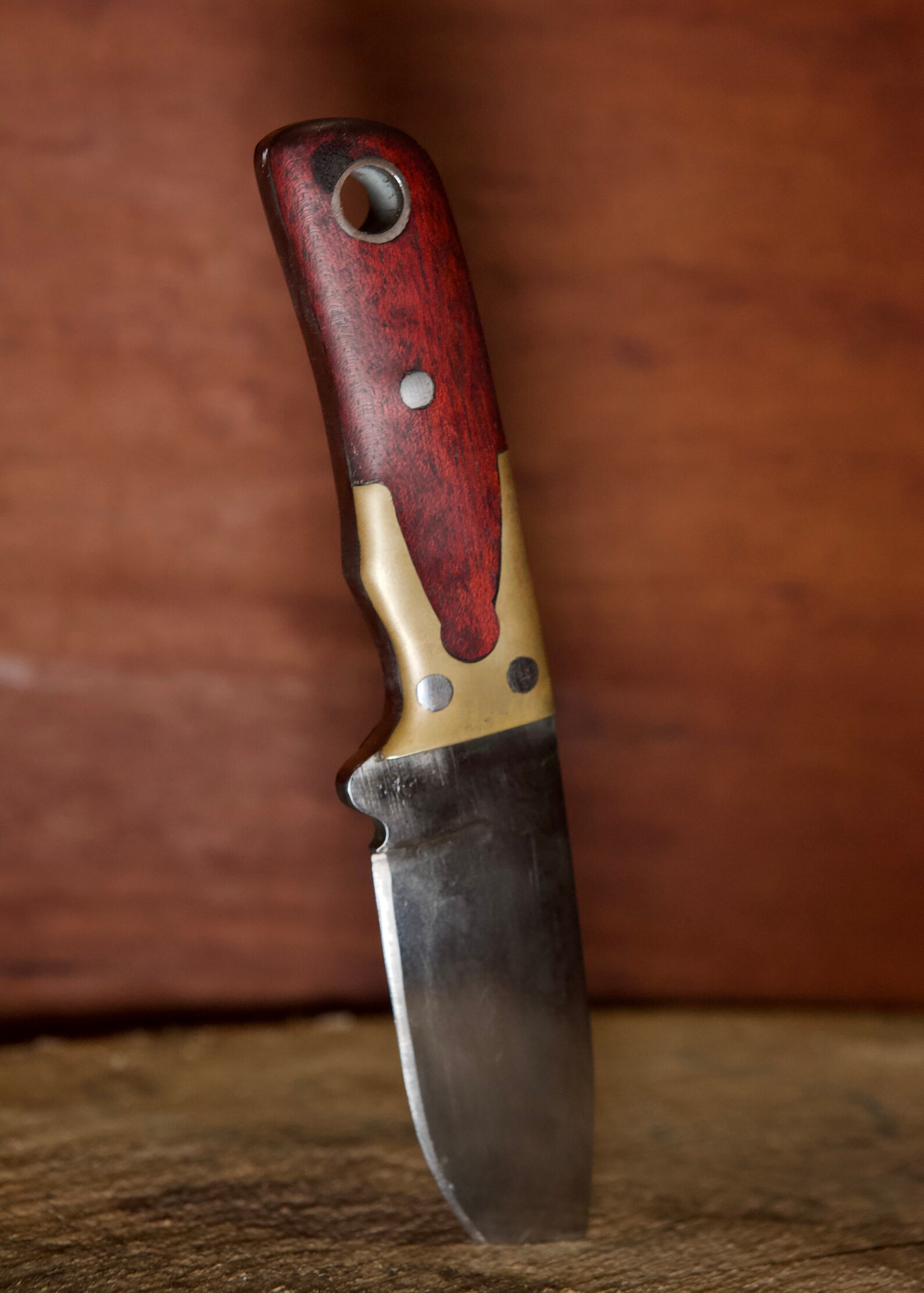 Hand Fixed Blade Knife With Keyhole Handle Scale Etsy