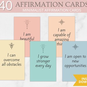 40 cartas de manifestação minimalista, baralho de cartas de afirmação diária, cartas de positividade, cartas de afirmação, cartas motivacionais, lei da atração