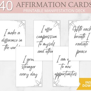 40 druckbare Affirmationskarten für Frauen, tägliche Affirmationskarten, Positivitätskarten, Manifestationskarten, Motivationskarten