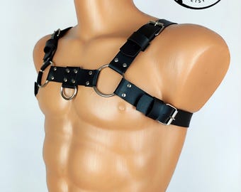 Men’s Genuine Leather Bulldog Chest Harness – Brutal Style