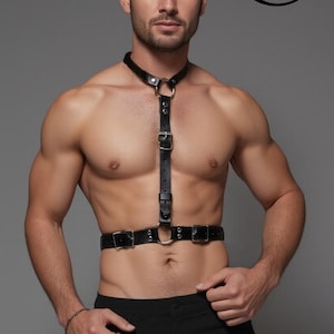 Handcrafted Genuine Leather Men’s Chest Harness – Shoulder Strap Design