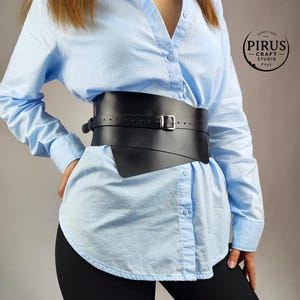 ◆LCDC◆ DOUBLE BUCKLE CORSET LEATHER BELT BLACK LCESAABT200 Double Buckle Corset Black Leather Belt With Golden Buckle