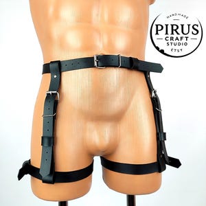 Black Leather Leg Harness for Men – Fetish Style Accessory & Gift