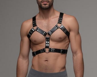 Plus Size Leather Chest Harness with Adjustable Shoulder Straps