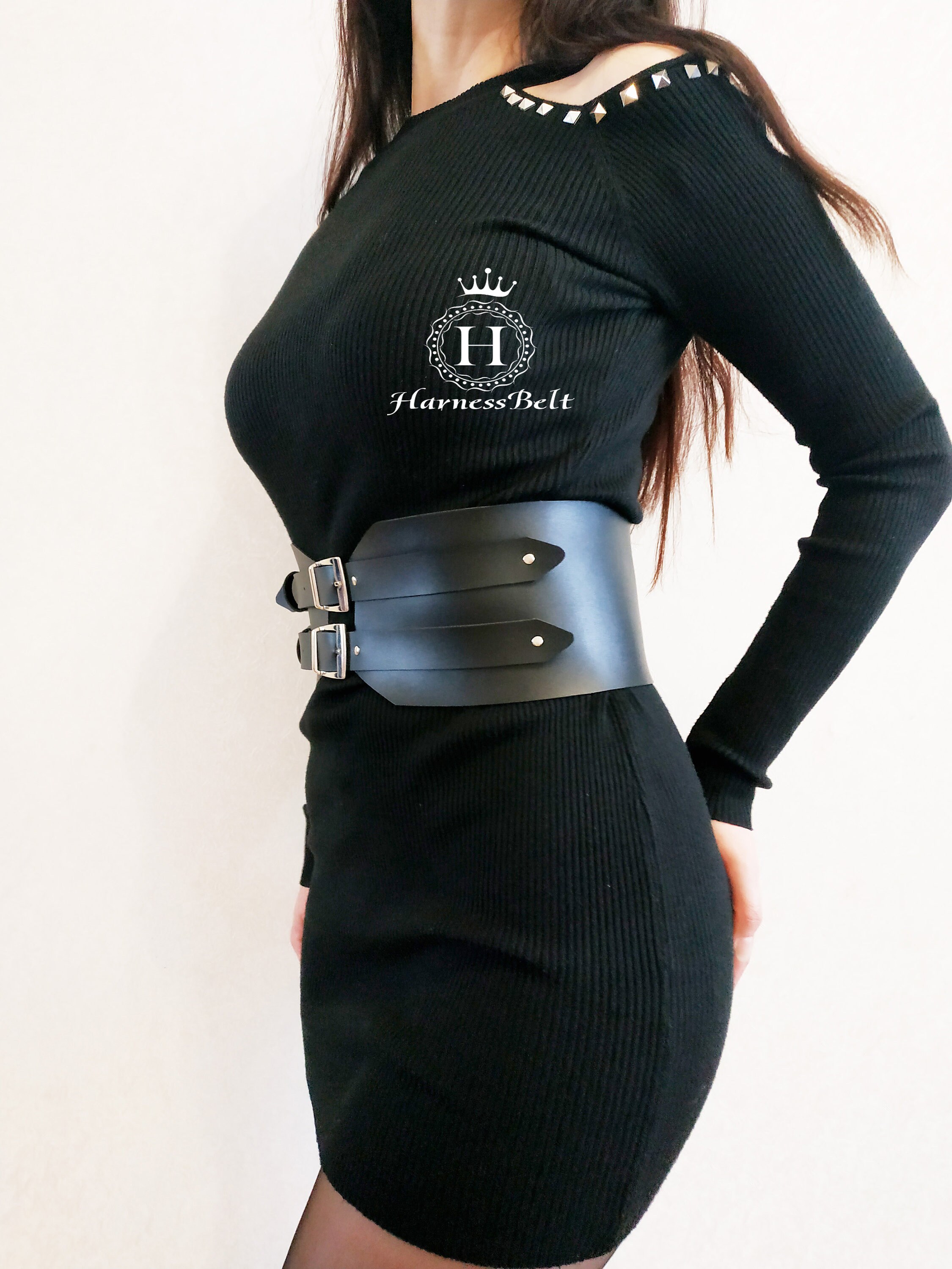 womens black corset belt