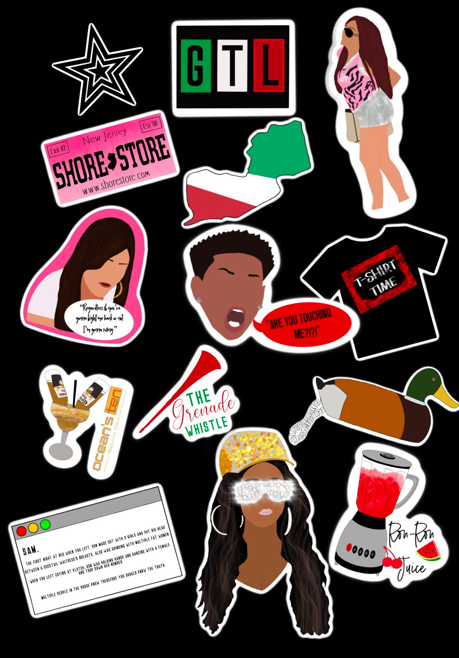 Jersey Shore TV Show Inspired Stickers Jersey Shore Themed Etsy