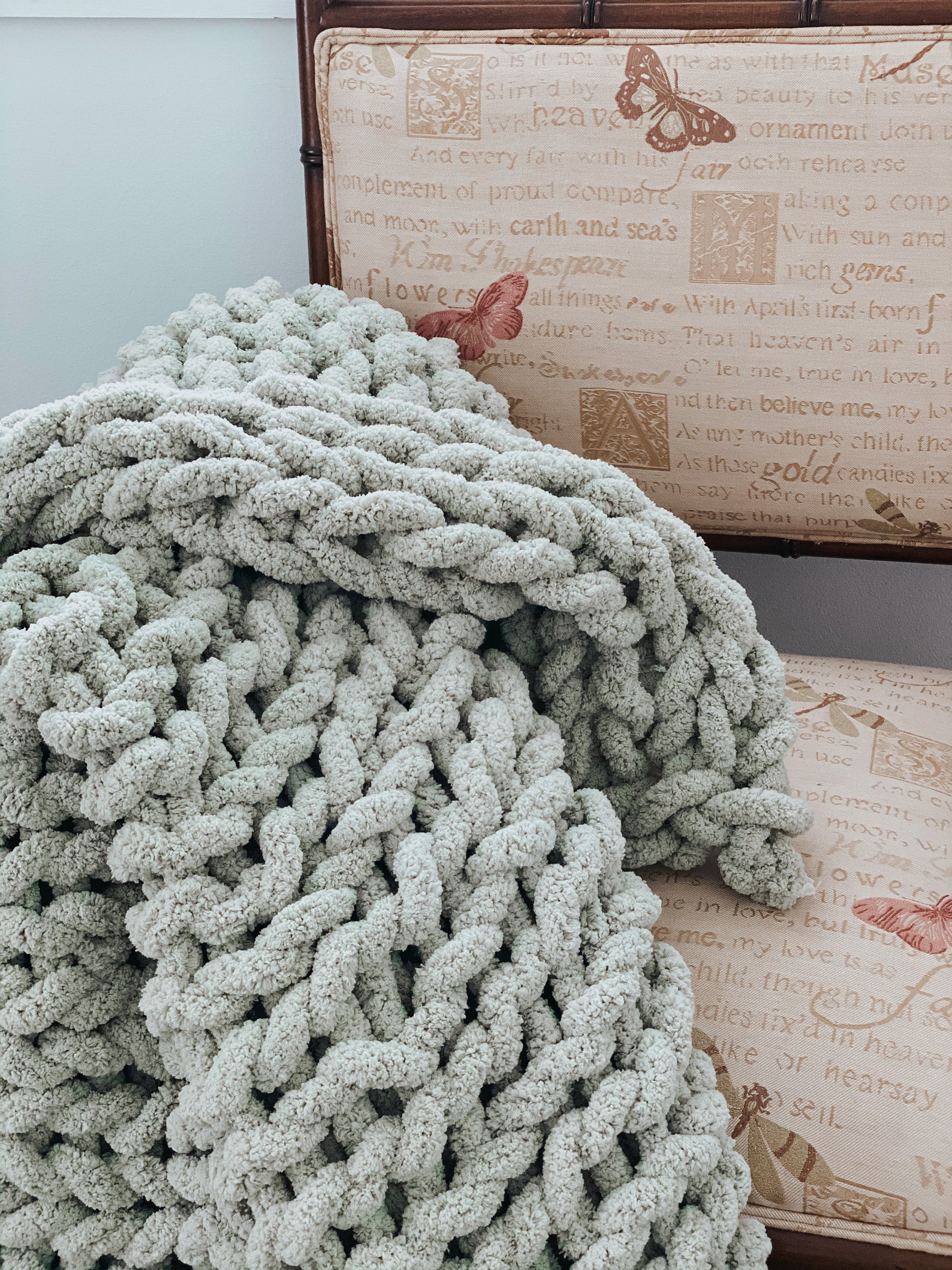 Sage Chunky Knit Blanket Etsy