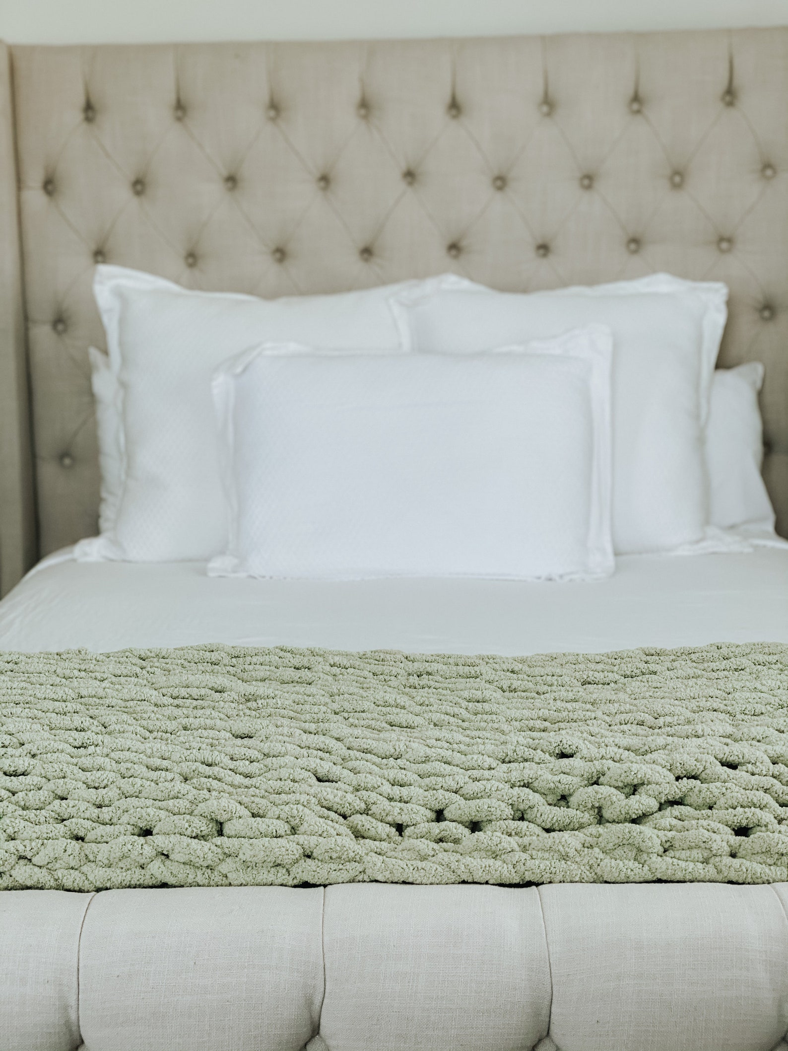 Sage Chunky Knit Blanket Etsy