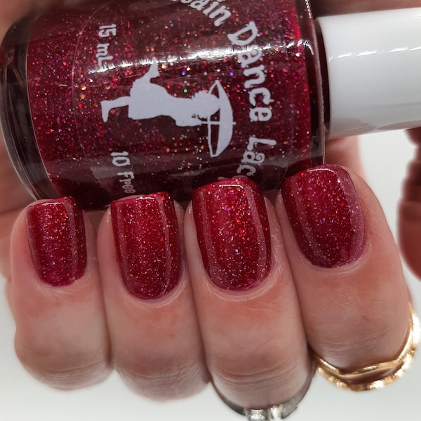 Wine Red Jelly Nail Polish With Holographic Glitter- Wine Me, Dine Me