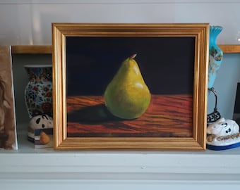 Still Life with Pear on Olive Wood