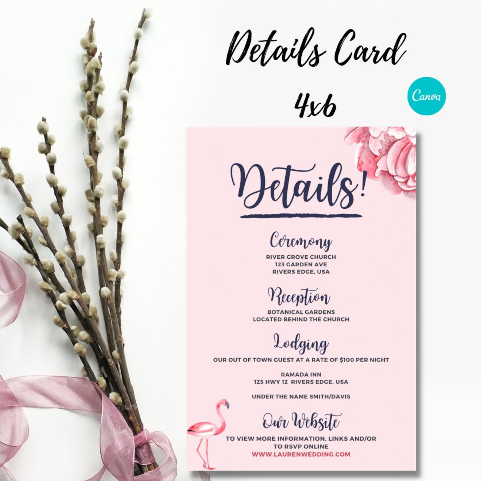 Wedding Invitation Bundle wedding RSVP card Wedding Detail | Etsy