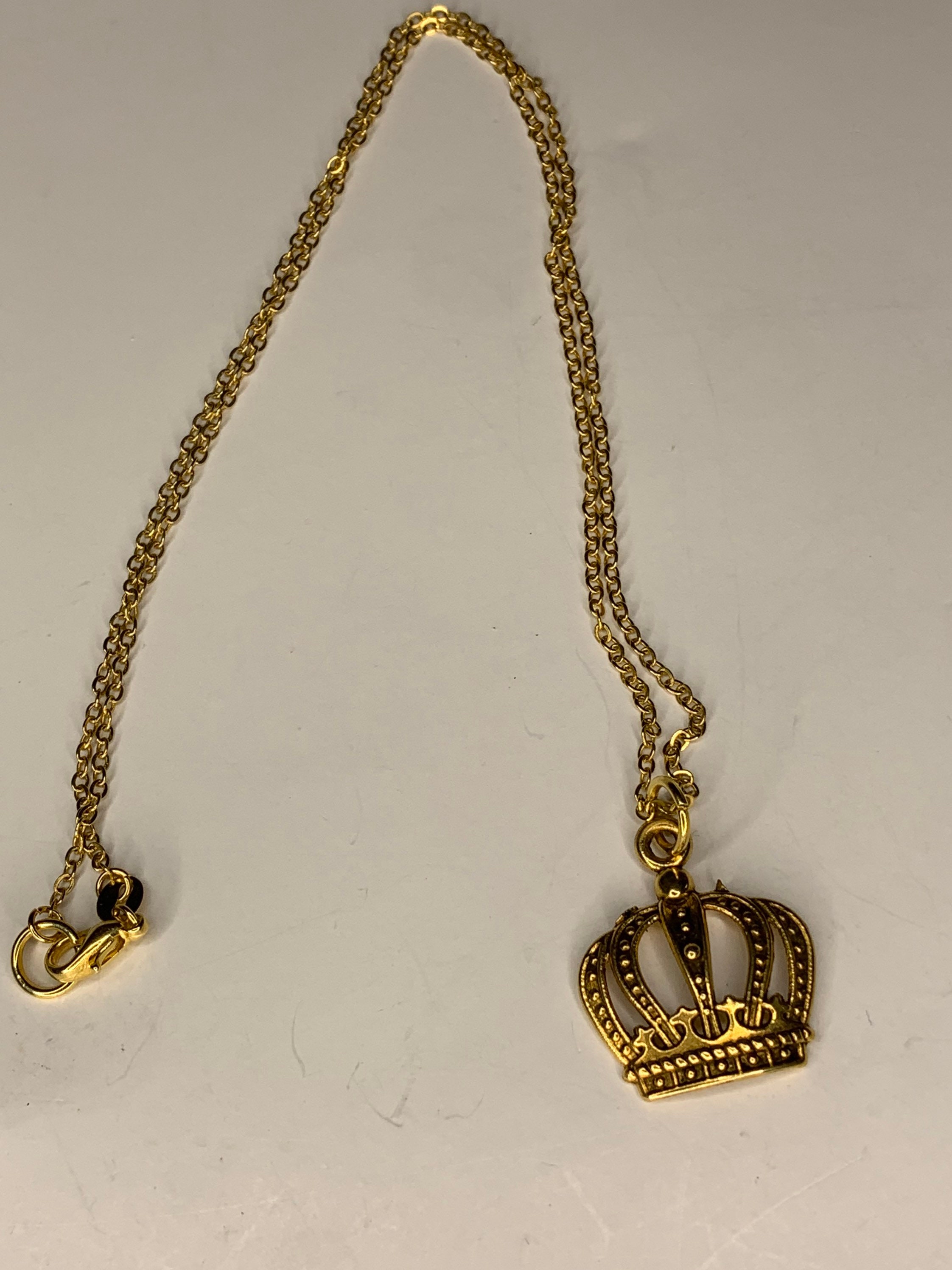 Gold Crown Necklace 18inch Etsy