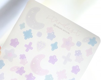 Stardust Sticker Sheet | Bullet Journal Stickers | Kawaii Clouds | Holographic Sticker | Dreamy Aesthetic | Mini Clouds | Pastel Stickers