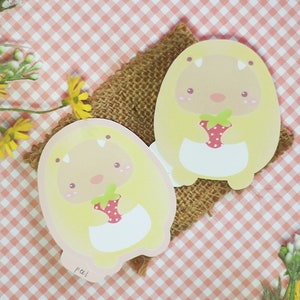 Dinosaur Strawberry | Waterproof Sticker - Kawaii Sticker, Cute, Laptop Stickers, Water bottle, Anime, Cute Plush, Matte, Holographic