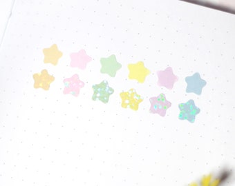 6mm Mini Star Sticker Sheet | Tiny Stars Stickers | Kawaii Stars | Holographic, Glitter Stickers | Planner Stickers | Journal Stickers
