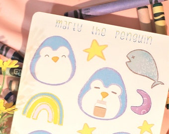 Pingüinos / Hoja de pegatinas - Pegatinas para Bullet Journal, Pegatinas para planificador, Pegatinas para álbumes de recortes, Pegatinas de pingüinos, Diario