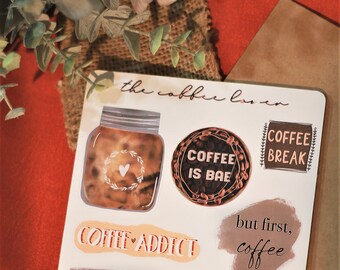 Coffee Lover | Sticker Sheet - Bullet Journal Stickers, Planner Stickers, Scrapbook Stickers, Coffee Sticker