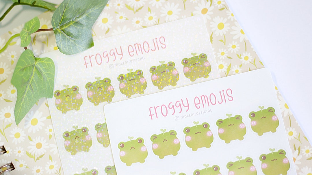 Froggy Emoji Sticker Sheet | Bullet Journal Stickers | Cute Frog ...