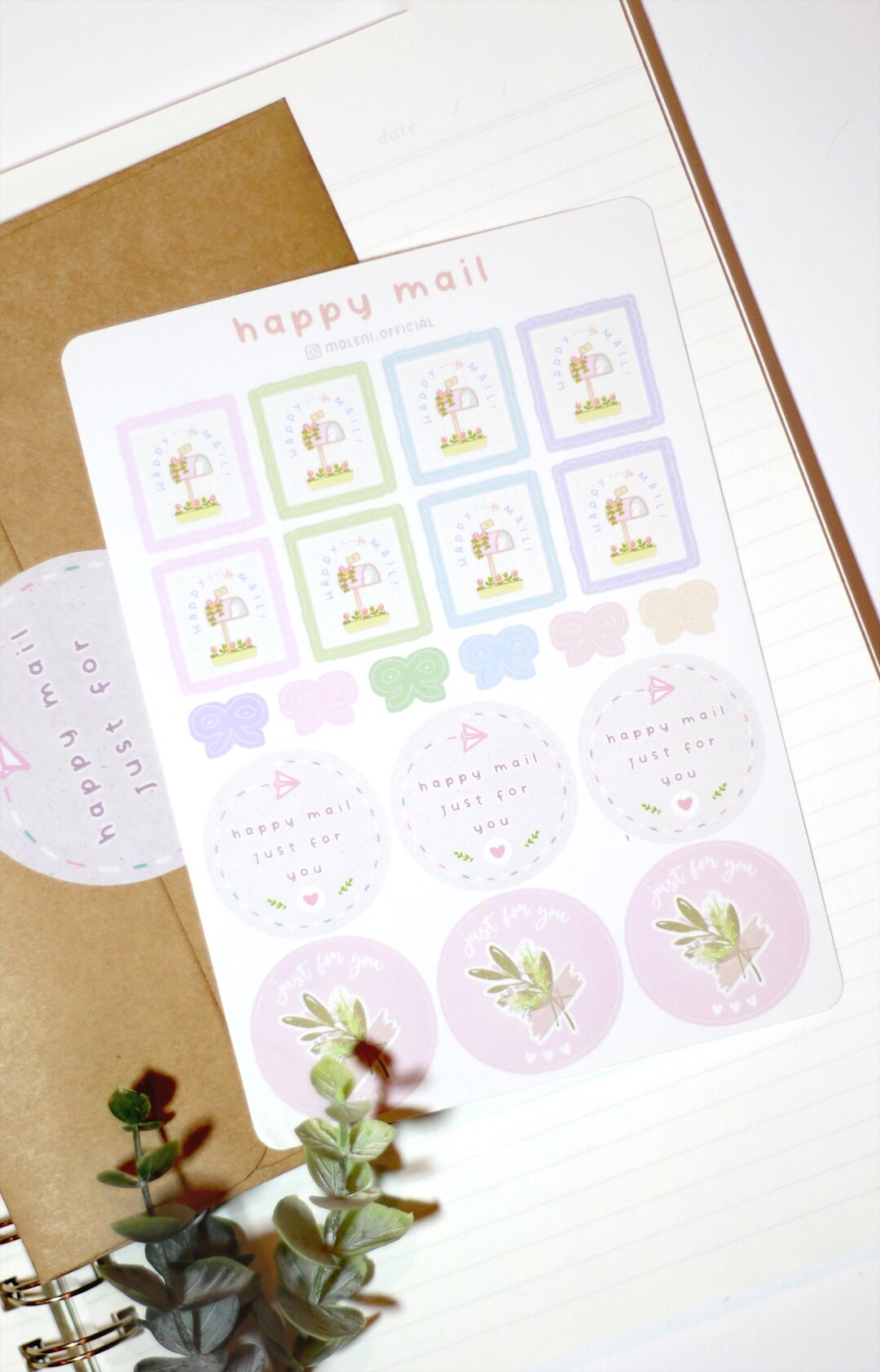 Paper Mails Sticker Design Happy Mail Sticker Sheet | Letter Sticker Set - Weatherproof, Bullet ...