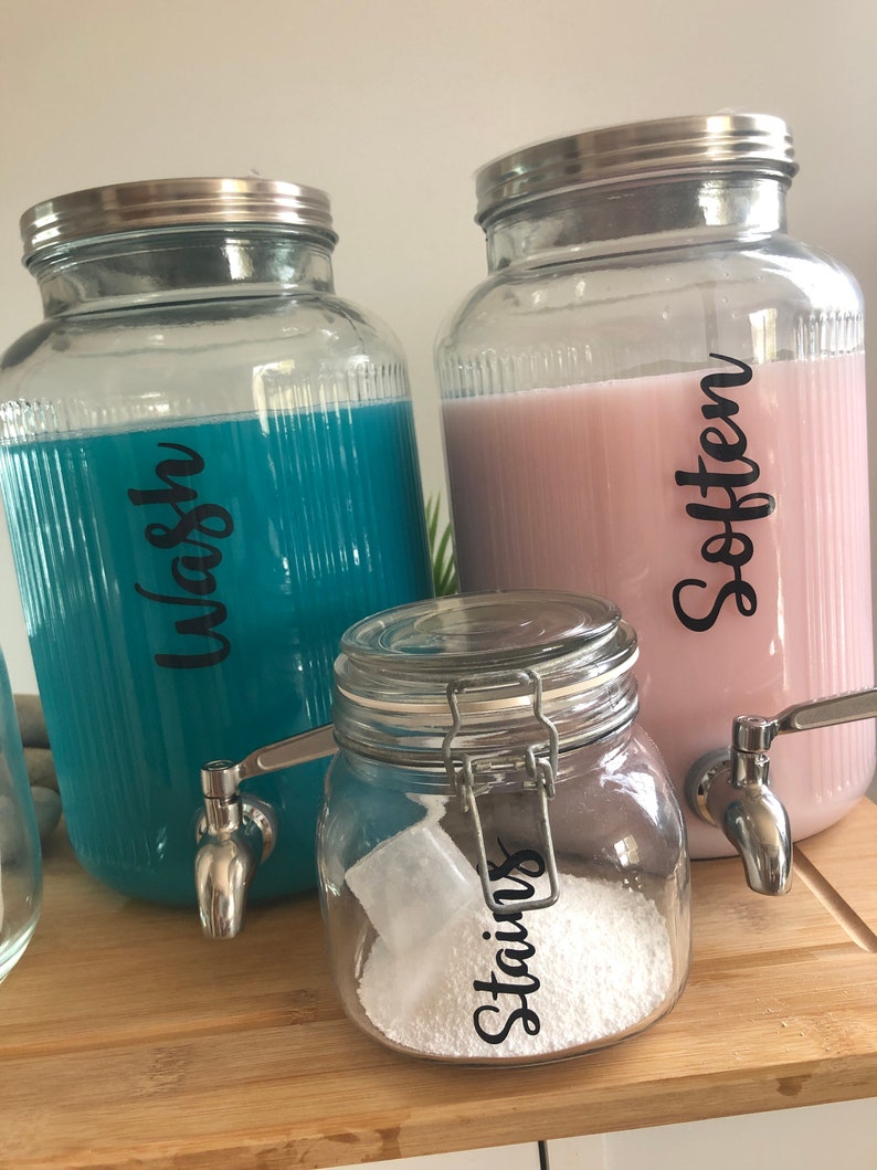 Laundry Washroom Bottles Jars Containers Personalised Vinyl Etsy