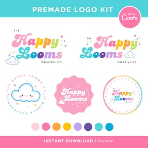 Colorful Logo Design Canva, Girly Cute Rainbow Logo, Editable Logo For Small Business, DIY Colorful Fun Playful Logo For Small Business
