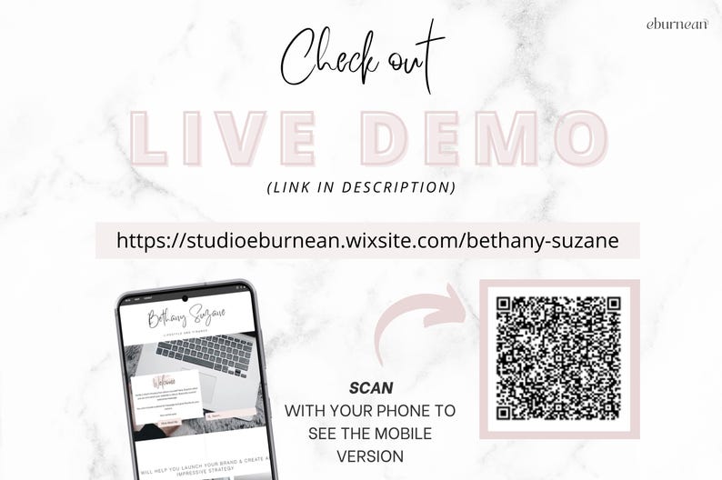 Five-page Wix website template with Home, About, Blog, Shop and Contact pages for coaches, bloggers and service businesses