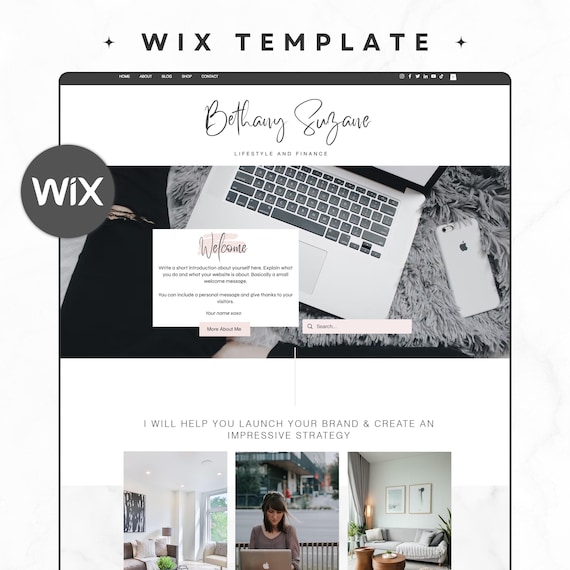 Wix Website Template for Creative Small Business Site, Bloggers, Service Providers,  Professional Web Design, Modern Aesthetic
