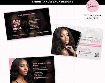 Bearbeitbare Beauty Visitenkarte Vorlage, Canva Visitenkarte, Lash Tech Hair Stylist Nagelstudio, modernes feminines Design, Sofort Download