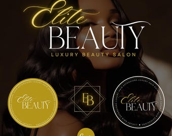 Luxury Beauty Logo Template, Gold Branding Kit, Editable Canva Logo Design, Glam Business Branding, DIY Beauty Logo Kit for Lash Hair