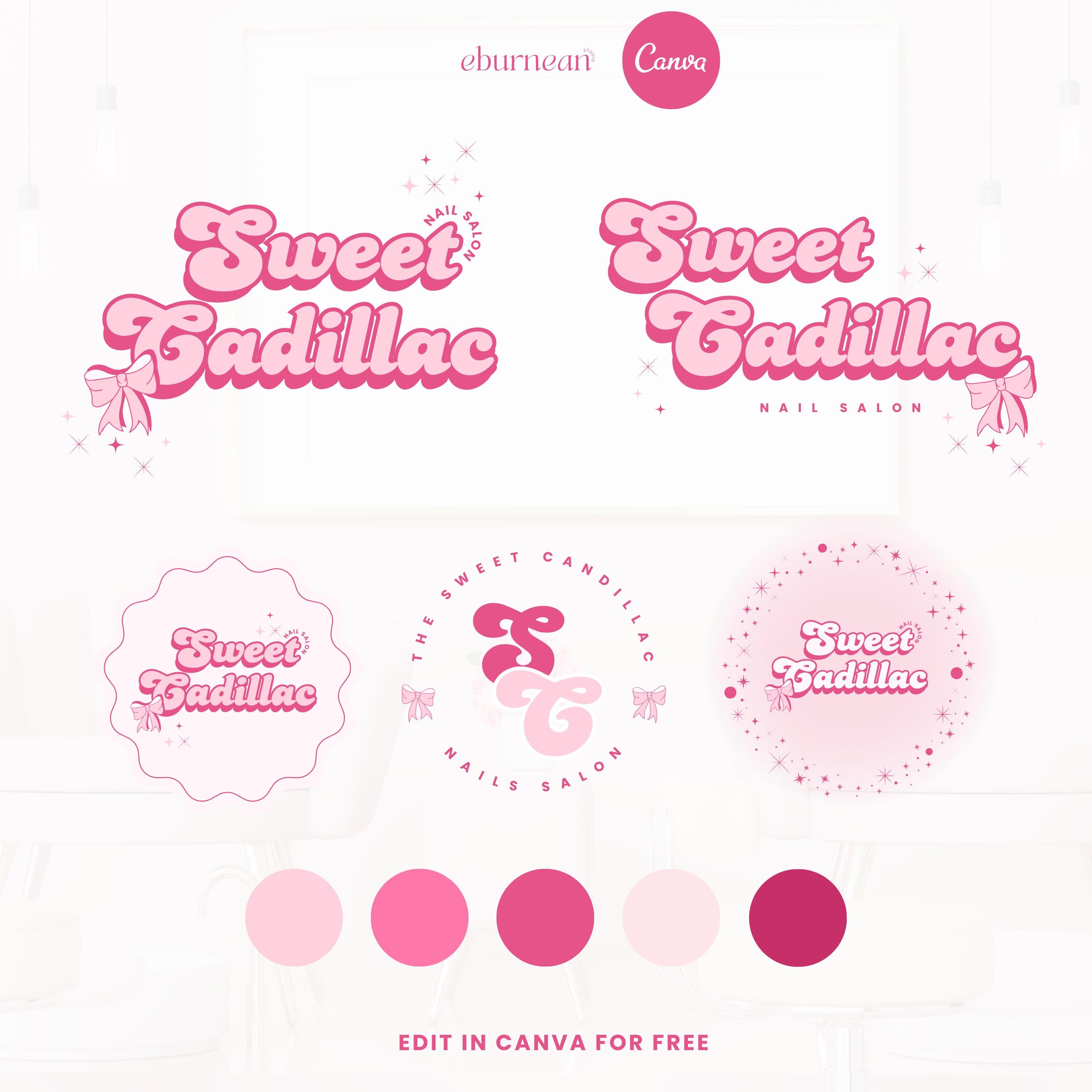 DIY Pink Editable Logo Template, Coquette Retro Logo, Lash Logo, Hair Logo, Pink Logo, Boutique Logo, Eyelash Logo, Premade Business